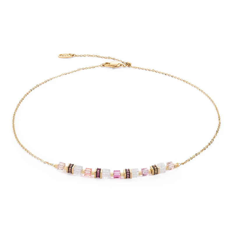 Exclusive Gemstone Jewelry At Special Prices Necklace Mini Cubes & Chain gold-pink
