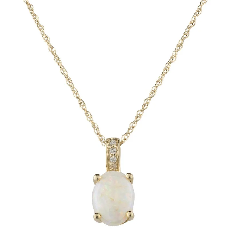 Limited-Time Offer On Elegant Jewelry Pieces October Birthstone Pendant: 14K Yellow Gold Diamond And Oval Opal Drop Pendant Necklace Limited-Time Offer On Elegant Jewelry Pieces October Birthstone Pendant: 14K Yellow Gold Diamond And Oval Opal Drop Pendant Necklace