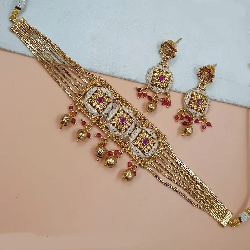 Make Every Moment Shine – Jewelry Discounts Available Padmawati Bangles Gold Plated Pota Stone Meenakari Choker Necklace Set