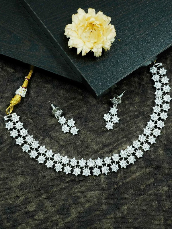 Luxury Jewelry At Unbeatable Discounts Premium White Gold Finish Sayara Collection Bestseller Star Necklace with CZ Stones