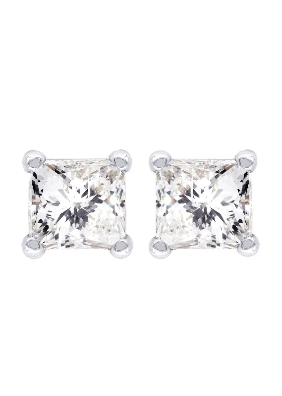 Exclusive Jewelry Offers – Shine For Less Princess Cut Diamond Stud Earrings For Men | 14K White Gold | 0.25 Carats Exclusive Jewelry Offers – Shine For Less Princess Cut Diamond Stud Earrings For Men | 14K White Gold | 0.25 Carats