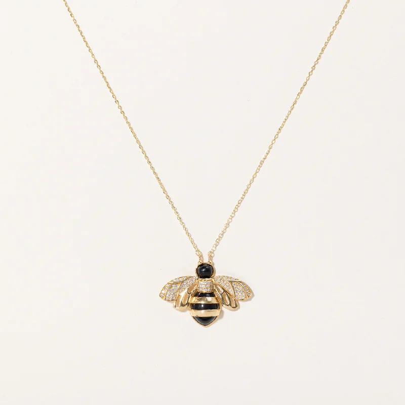 Delicate Crystal Jewelry For Sophisticated Charm Diamond Bee Pendant & Necklace | 0.30ctw | 16" | Delicate Crystal Jewelry For Sophisticated Charm Diamond Bee Pendant & Necklace | 0.30ctw | 16" |
