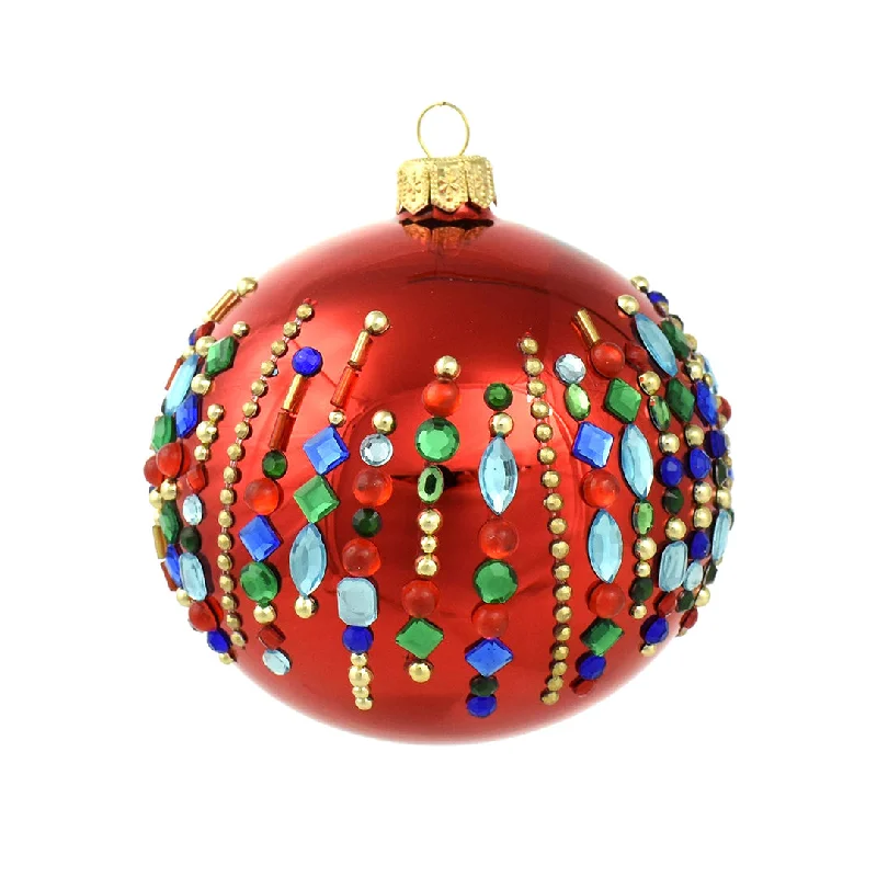 Affordable Luxury Jewelry For Every Occasion Multi-Color Jeweled Red Ball Ornament