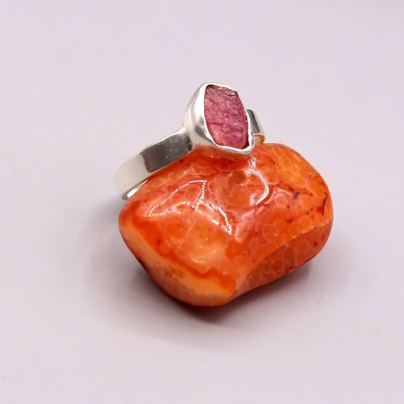 Discover Unique Jewelry With Special Limited-Time Offers Rough rose quartz 925 sterling silver handmade stylish ring band gifting  sr129