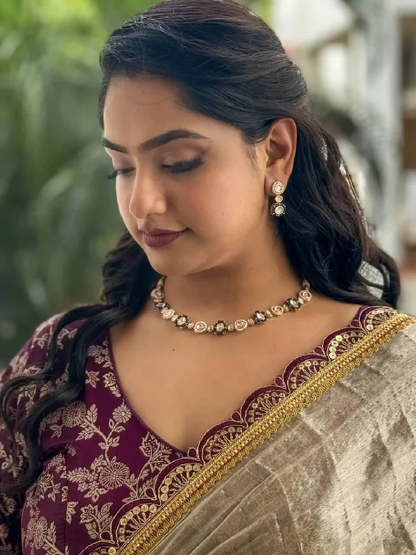 Chic And Stylish Jewelry At Exclusive Prices Royal Blue Kundan Polki Choker Necklace Chic And Stylish Jewelry At Exclusive Prices Royal Blue Kundan Polki Choker Necklace