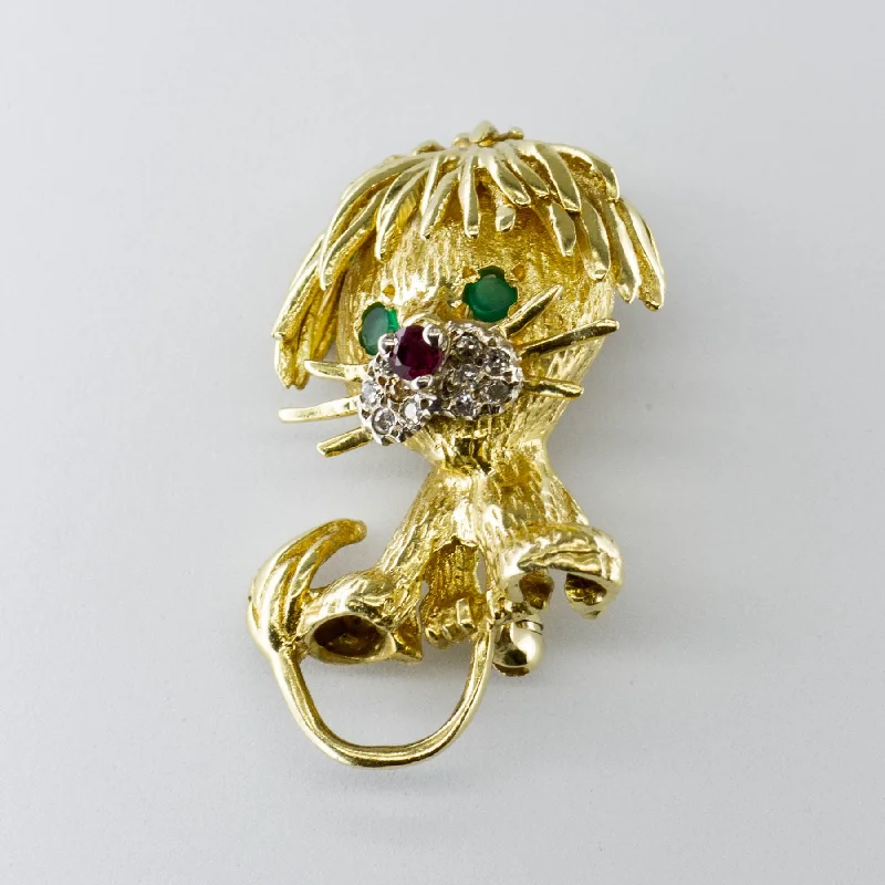 Luxury Meets Affordability – Jewelry Sale Live Now Ruby, Emerald and Diamond 14k Lion Brooch| 0.06ctw, 0.04ctw 0.04ctw |