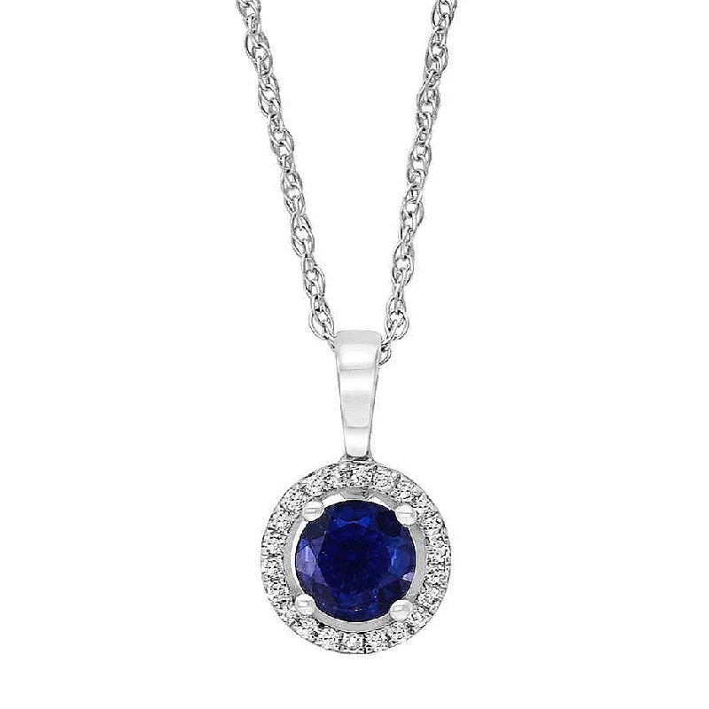 Fashion-Forward Jewelry At Incredible Prices September Birthstone Pendant: 14K White Gold Diamond And Sapphire Halo Pendant Necklace Fashion-Forward Jewelry At Incredible Prices September Birthstone Pendant: 14K White Gold Diamond And Sapphire Halo Pendant Necklace