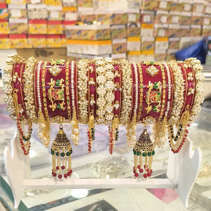 Seasonal Jewelry Sale – Upgrade Your Collection Shagna Gold Plated Pearl And Acrylic Bridal Chura Seasonal Jewelry Sale – Upgrade Your Collection Shagna Gold Plated Pearl And Acrylic Bridal Chura