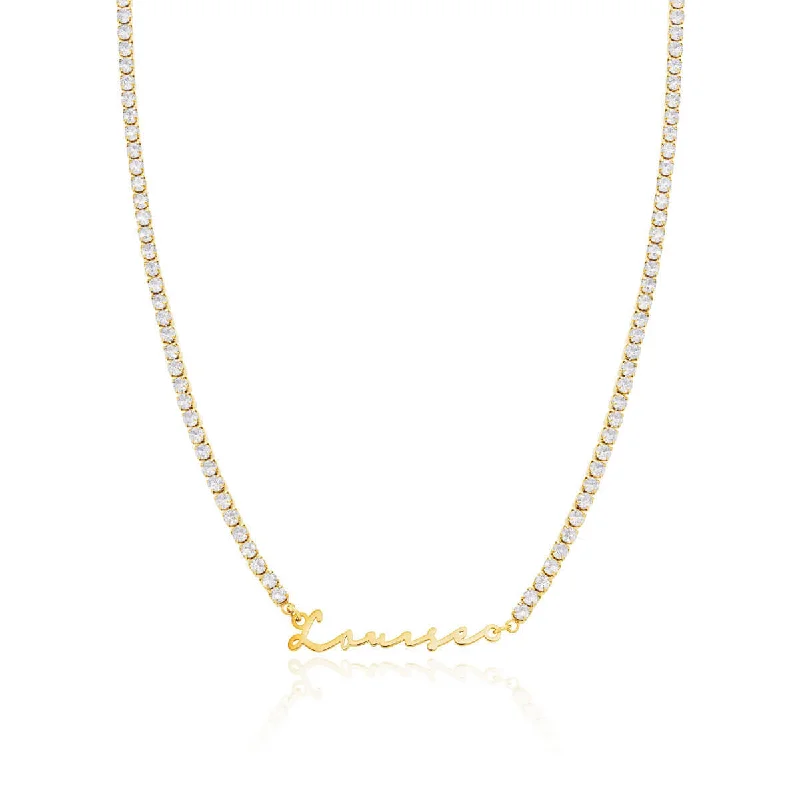 Timeless Elegance Now At Special Discounts Signature Name Tennis Necklace (Gold)