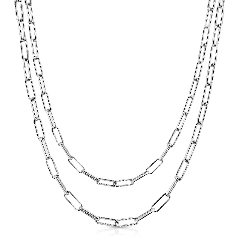 Affordable Glamour – Must-Have Jewelry At Special Rates Silver Double Elongated Link Chain Necklace Affordable Glamour – Must-Have Jewelry At Special Rates Silver Double Elongated Link Chain Necklace