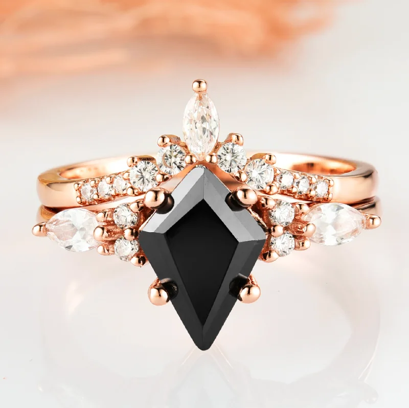 Timeless Beauty, Unbeatable Deals – Jewelry Sale On Skye Kite™  Black Diamond Ring Set- 14K Rose Gold Vermeil