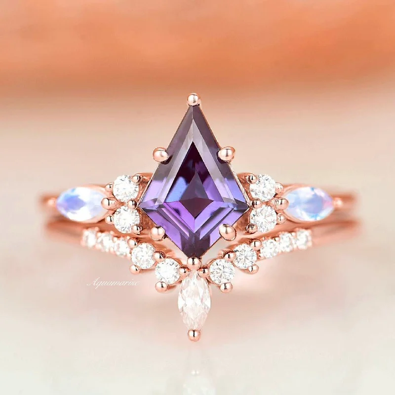 Premium Jewelry Now Available At Special Discounts Skye Kite™  Alexandrite & Moonstone Ring Set- 14K Rose Gold Vermeil