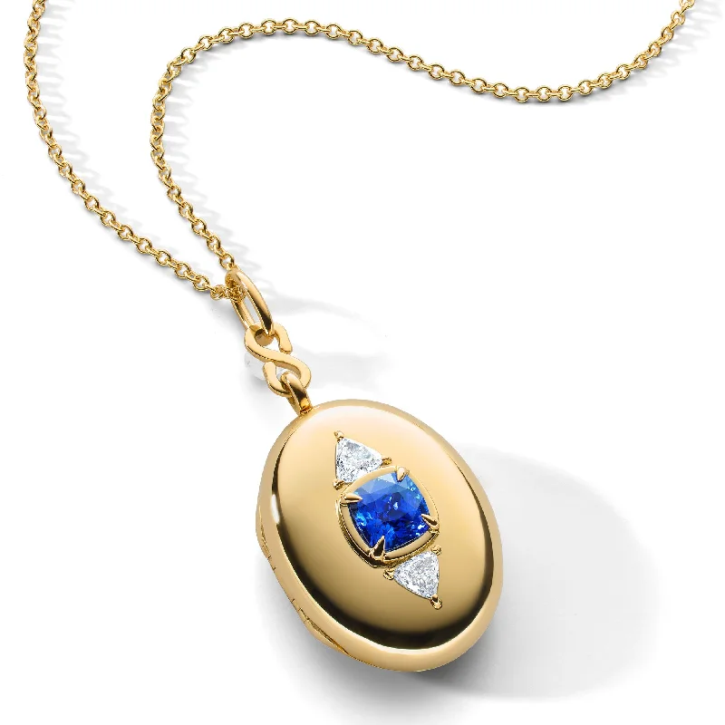 Stunning Jewelry At A Fraction Of The Price Special Edition Blue Sapphire and Trillion Cut Diamond Locket Stunning Jewelry At A Fraction Of The Price Special Edition Blue Sapphire and Trillion Cut Diamond Locket