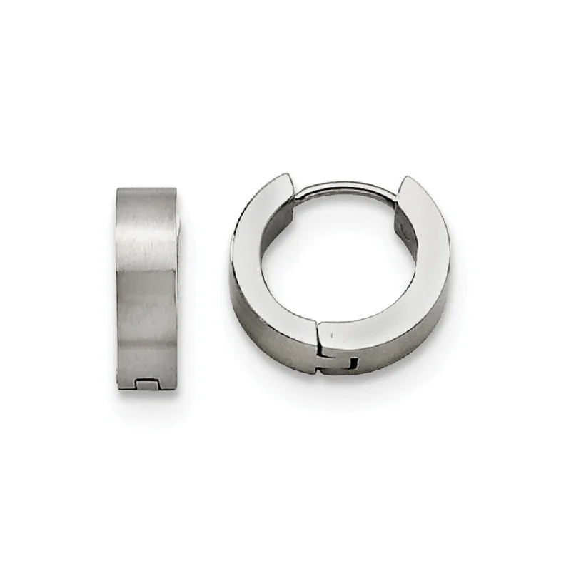 Discounted Jewelry For A Glamorous Look Stainless Steel Brushed Hinged Huggie Round Hoop Earrings, 4 x 14mm