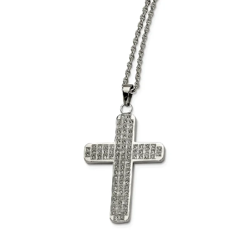 Premium Jewelry Now Available At Special Discounts Stainless Steel Satin and Cubic Zirconia Cross Necklace - 22 Inch Premium Jewelry Now Available At Special Discounts Stainless Steel Satin and Cubic Zirconia Cross Necklace - 22 Inch