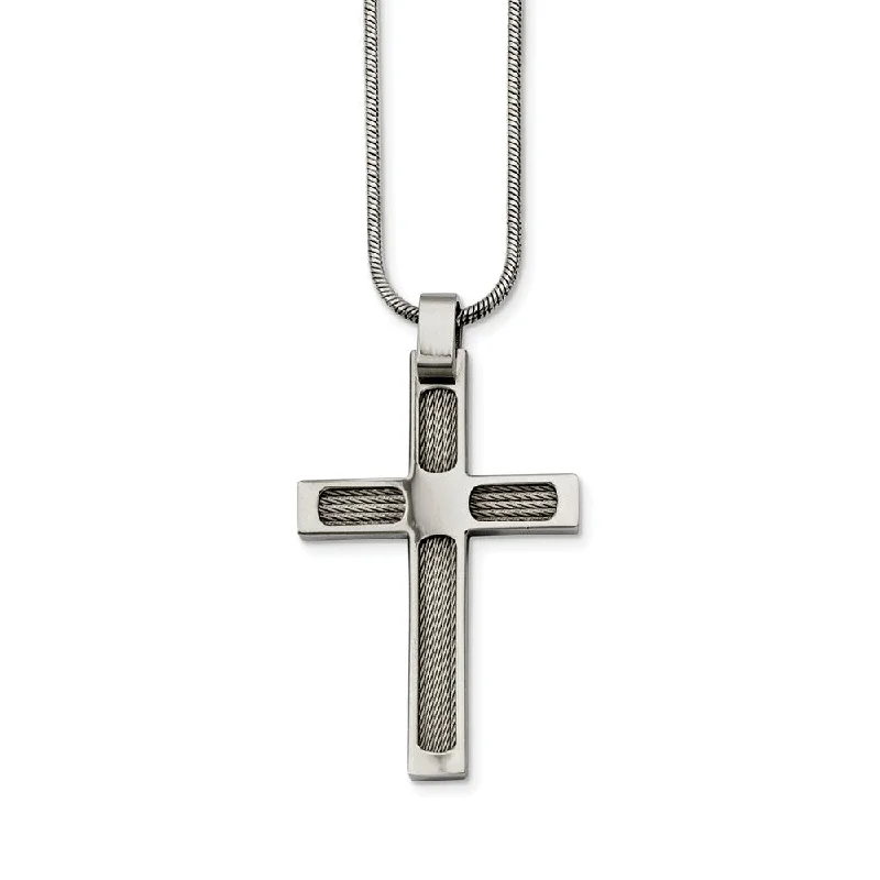Shop Stylish Jewelry Now And Save Big Stainless Steel Wire and Polished Cross Necklace - 24 Inch Shop Stylish Jewelry Now And Save Big Stainless Steel Wire and Polished Cross Necklace - 24 Inch