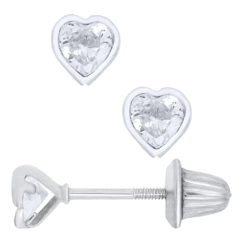 Elegant Rose Gold Jewelry For A Stylish Touch Sterling Silver Children's Pierced Heart CZ Earrings Elegant Rose Gold Jewelry For A Stylish Touch Sterling Silver Children's Pierced Heart CZ Earrings
