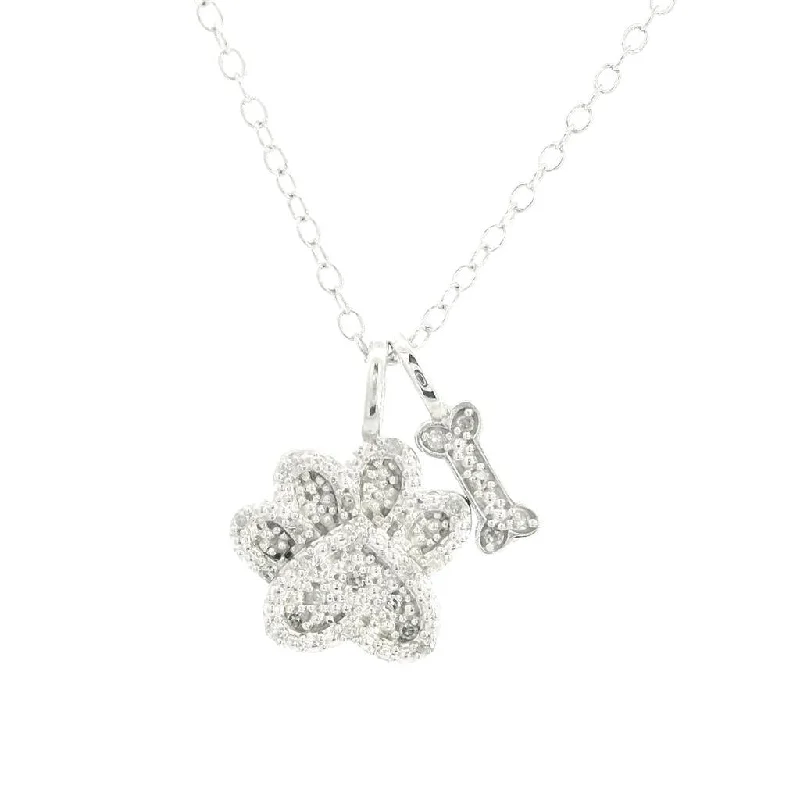 Luxury Jewelry Sale – Sparkle For Less Sterling Silver Puppy Paw And Bone Diamond Pendant Necklace Luxury Jewelry Sale – Sparkle For Less Sterling Silver Puppy Paw And Bone Diamond Pendant Necklace