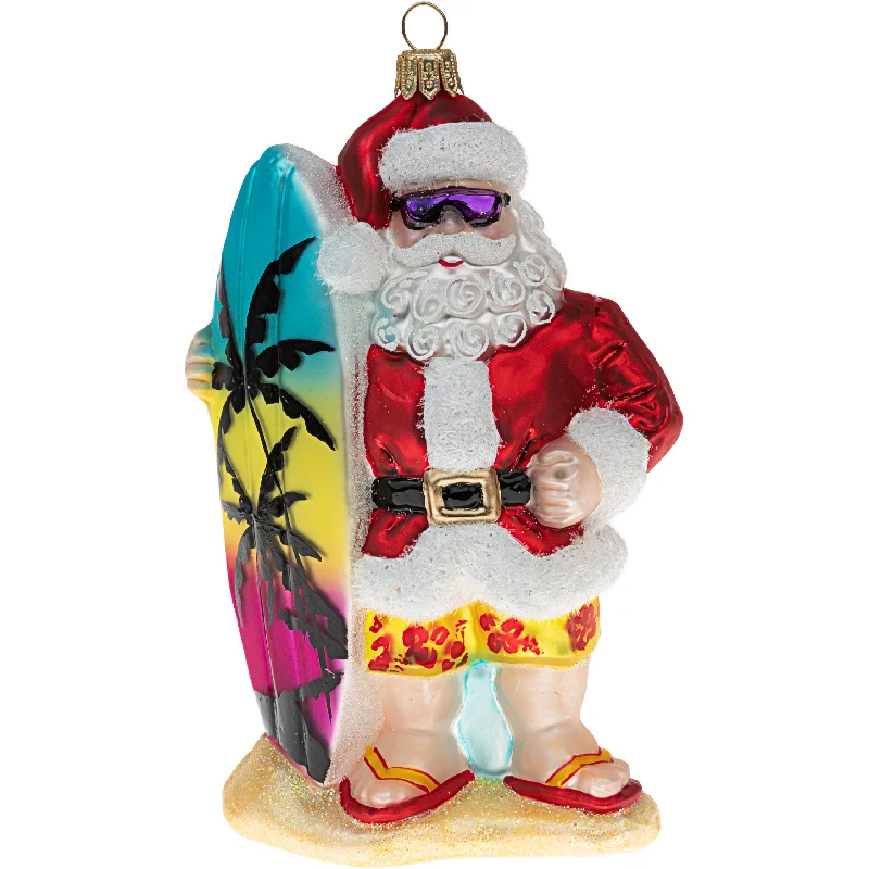Customized Silver Jewelry For Unique Style Surfer Santa Ornament