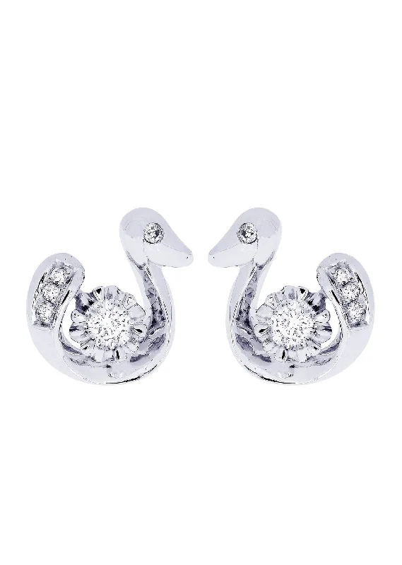 Elegant Jewelry At Unbeatable Offers – Shop Before It's Gone Swan Diamond Stud Earrings For Men | 14K White Gold | 0.28 Carats
