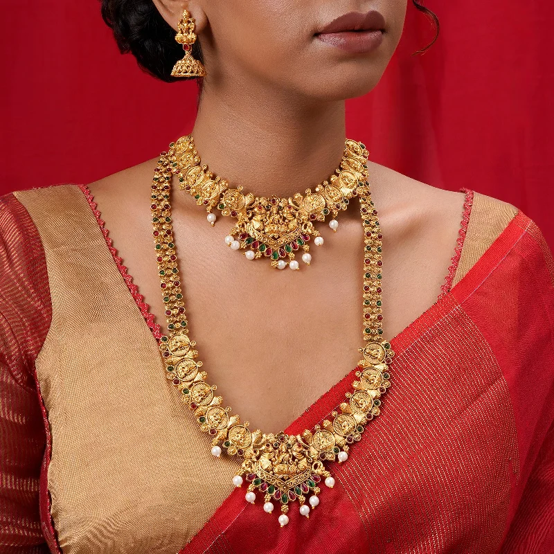 Grab Exquisite Jewelry At The Lowest Prices Teejh Katyayani Gold Red And Green Layered Necklace Set