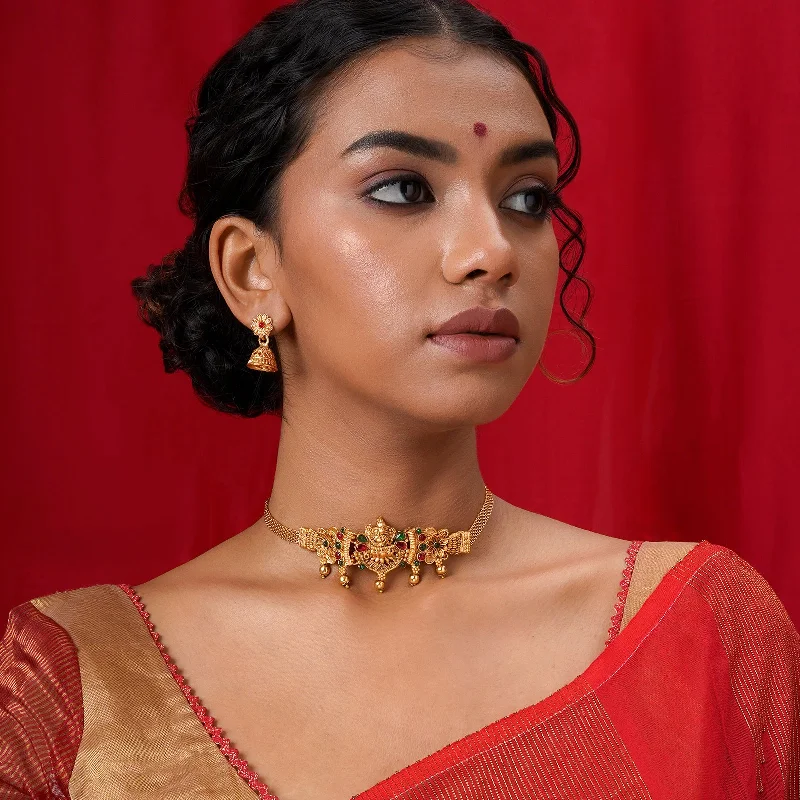 Shop Handcrafted Jewelry At Special Promotional Rates Teejh Mallika Gold Red And Green Necklace Set Shop Handcrafted Jewelry At Special Promotional Rates Teejh Mallika Gold Red And Green Necklace Set