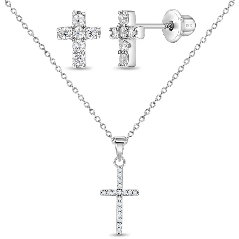 Get The Best Deals On Timeless Jewelry Pieces Tiny Glimmering Cross Toddler / Kids / Girls Jewelry Set - Sterling Silver Get The Best Deals On Timeless Jewelry Pieces Tiny Glimmering Cross Toddler / Kids / Girls Jewelry Set - Sterling Silver