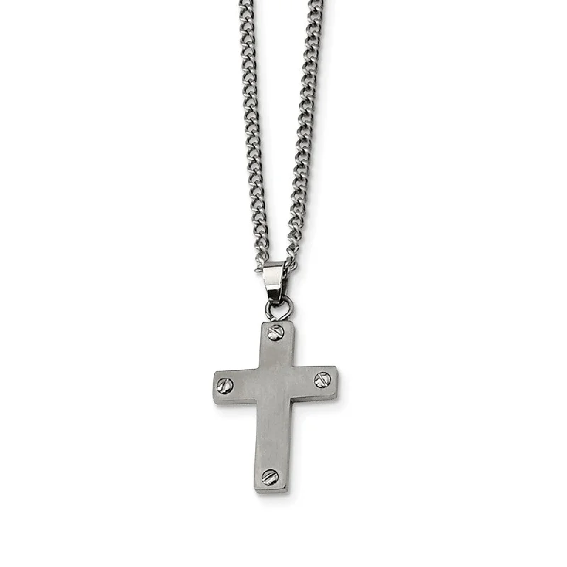 Affordable Luxury Jewelry For Every Occasion Titanium Brushed Cross Necklace 22 Inch Affordable Luxury Jewelry For Every Occasion Titanium Brushed Cross Necklace 22 Inch
