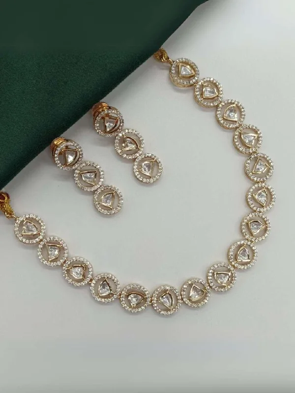 Chic, Trendy, And Affordable Jewelry Sale Uncut Polki Oval Shaped Necklace Set
